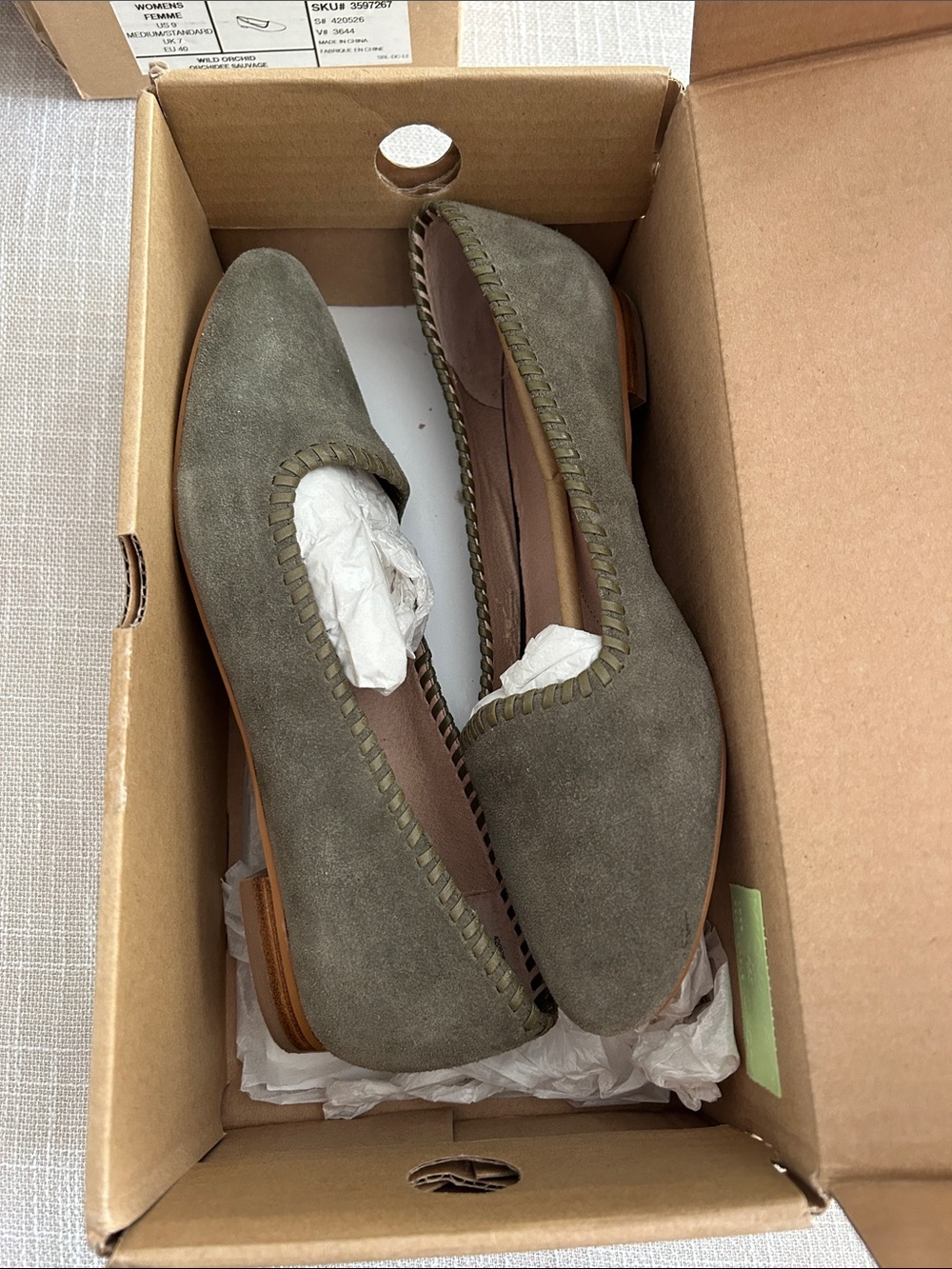 Lands' End Olive Suede Women's Slip-On Loafers